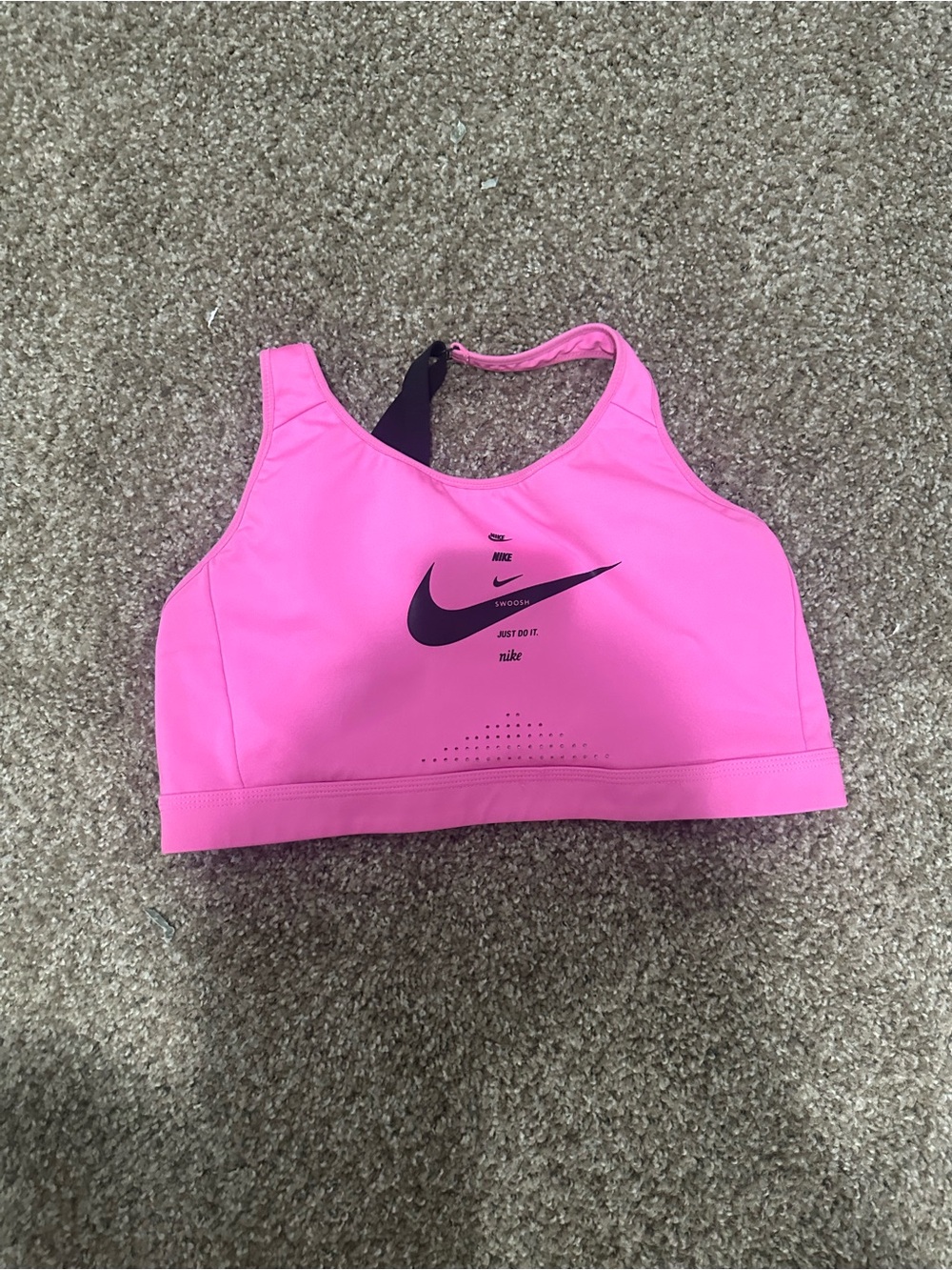 Nike Pink High-Impact Sports Bra with Black Swoosh